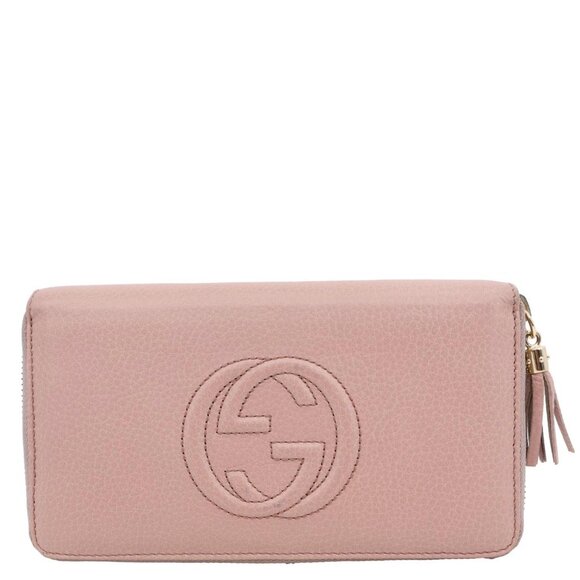 Gucci  Soho Pebbled Calfskin Zip Around Wallet Pink 308280 - Picture 1 of 14